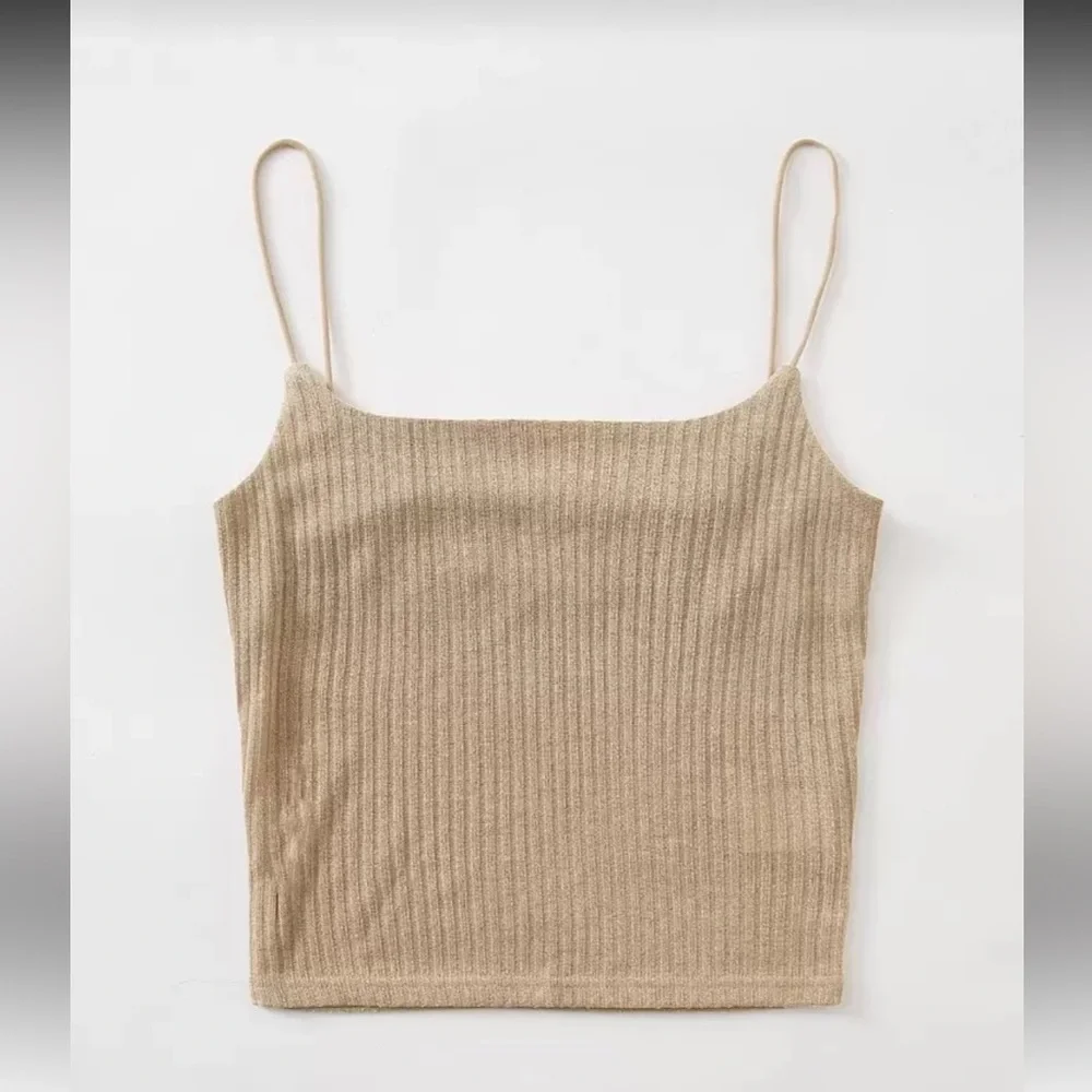 SHEIN Tan Ribbed Tank Top - Picture 4 of 7